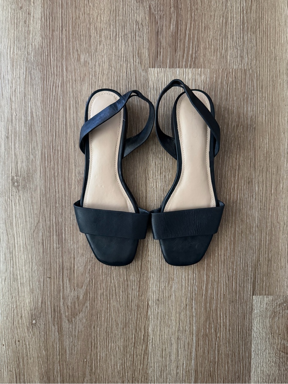 Aldo Black Strappy Square-Toe Sandals